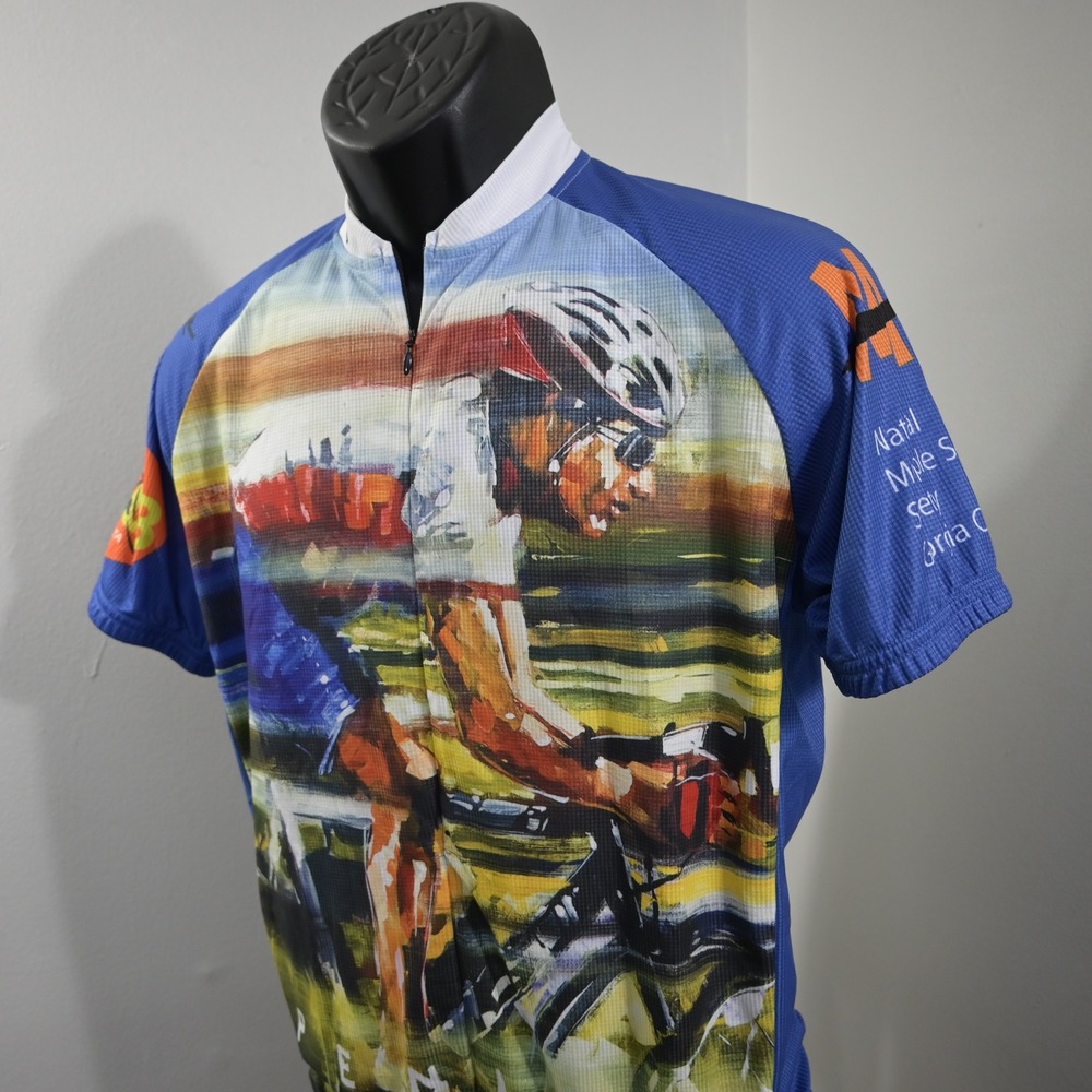 Canari Cycling Jersey Mens Medium Blue Penley Art MS Society Bike Ride USA MADE